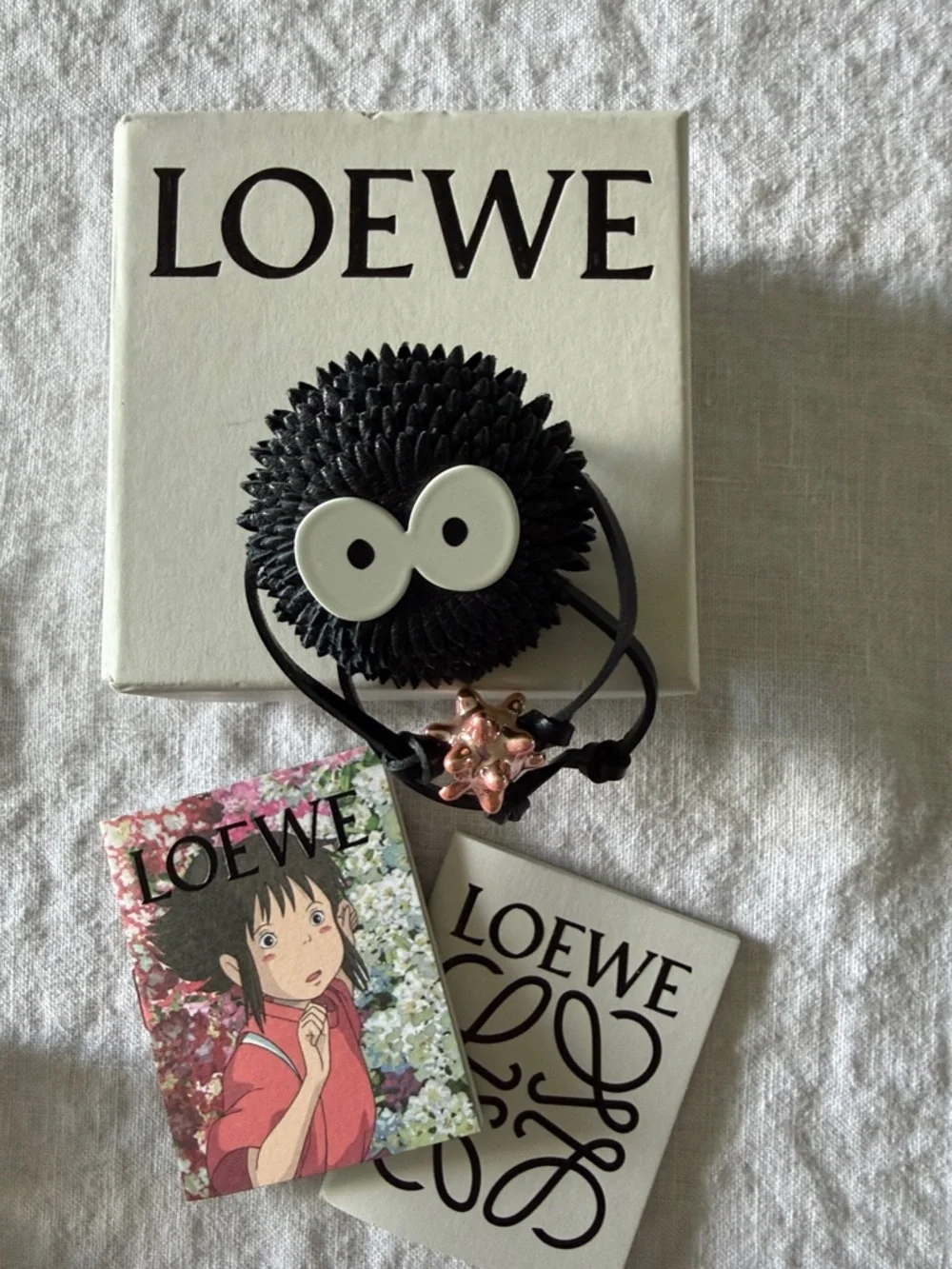 LOEWE Spirited Away Black Soot Sprite Hair Bag Charm with Rose-Gold Star - Picture 2 of 8
